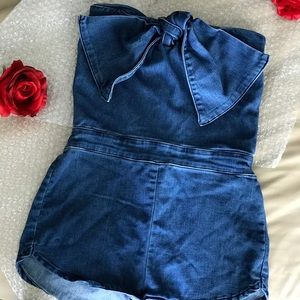 Big Bow Jean Romper